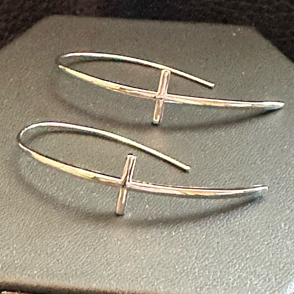 Large Sterling Silver Cross Earrings NEW